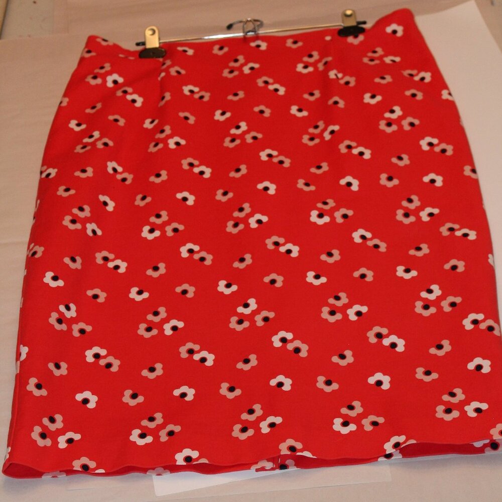 Boden Red Floral Lightweight Pencil Skirt, Size 12 Long
